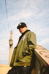 PSYCHO CITY BOMBER JACKET (ARMY GREEN)