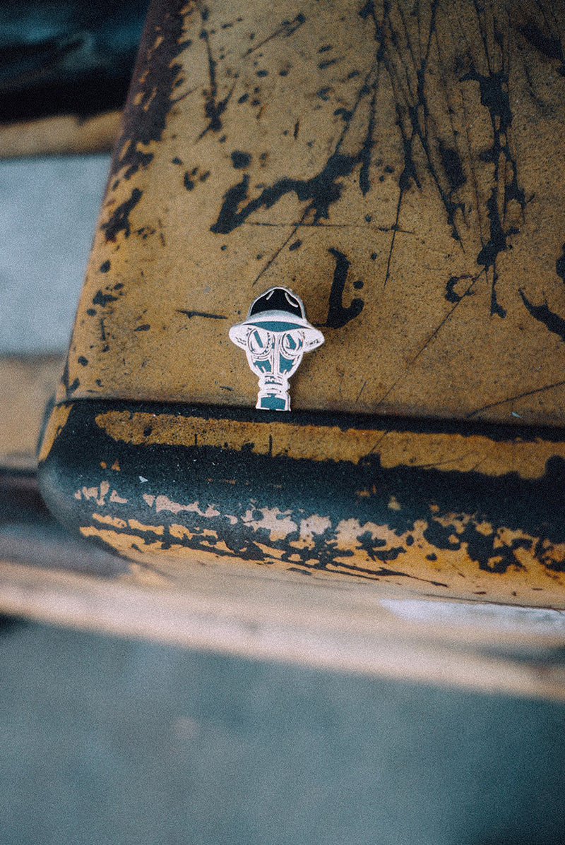 Gas Mask Pin Gold – The Psycho Shop / Psycho Realm Merchandise