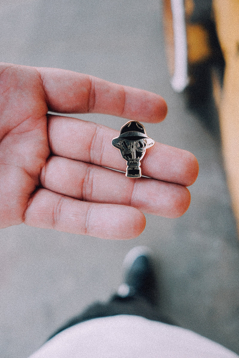 Gas Mask Pin Gold – The Psycho Shop / Psycho Realm Merchandise