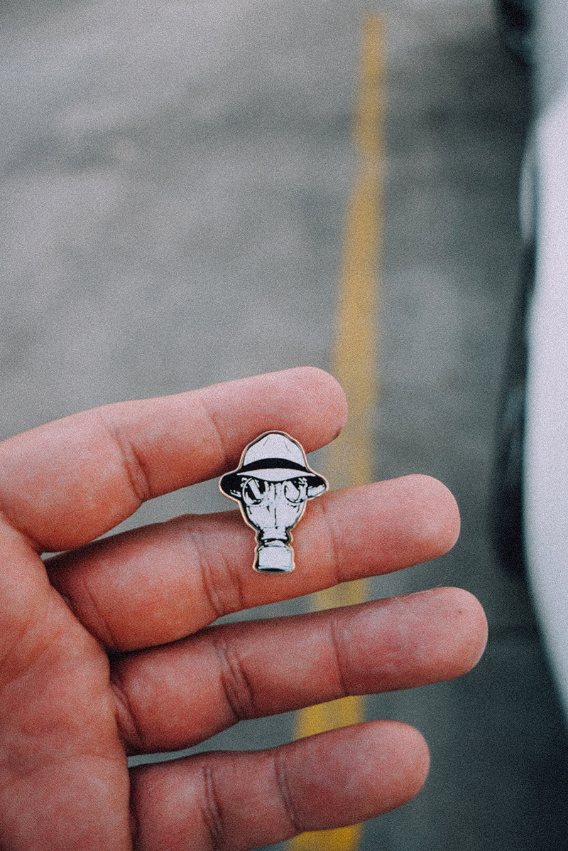 Gas Mask Pin White – The Psycho Shop / Psycho Realm Merchandise