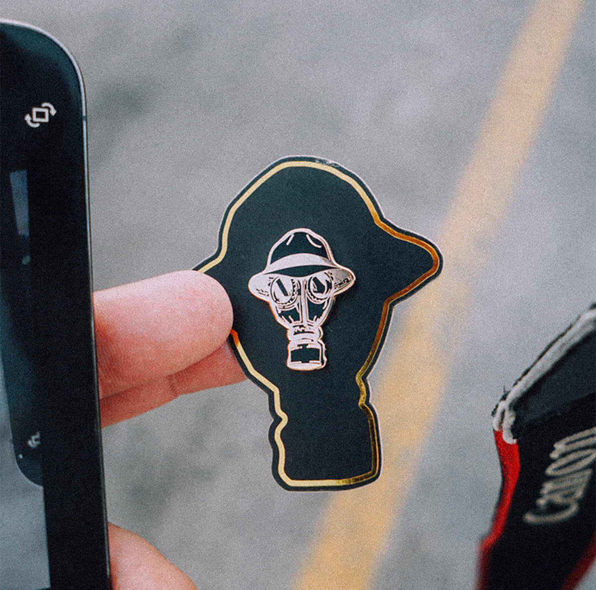 Gas Mask Pin Gold – The Psycho Shop / Psycho Realm Merchandise